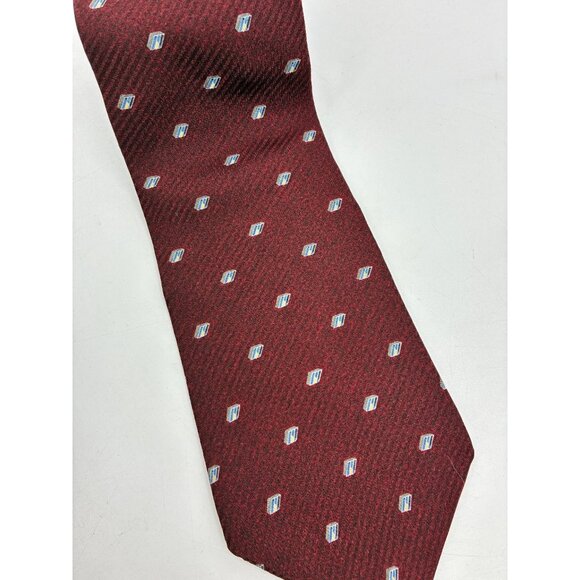 Geoffrey Beene Mens Long Tie Burgundy Dot Pattern Classic Silk Necktie - Picture 2 of 5